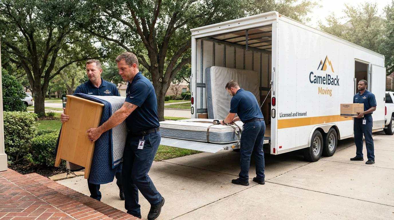 Crew loading residential truck for cross-state move from Lewistown, PA