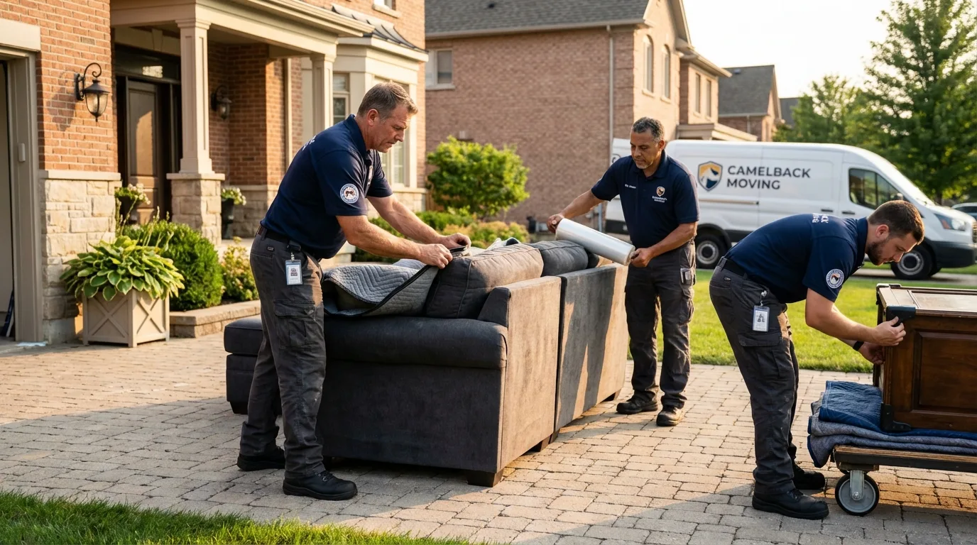 Large estate moving crew wrapping furniture in Lewistown, PA